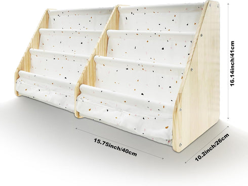 4-Tier 2 Pack, Kids Bookshelf, Toddler Bookshelf, Montessori Book shelf for Baby Room, Children Classroom Books Rack