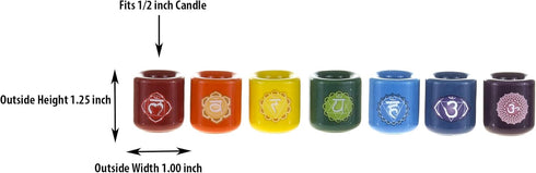 Mega Candles 7 pcs Ceramic 1/2 Inch Diameter Chakra Chime Candle Holders - Assorted Colors