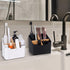 Black Toothbrush Holders for Bathrooms, Electric Toothbrush and Toothpaste Caddy with Bamboo Divider for Countertop