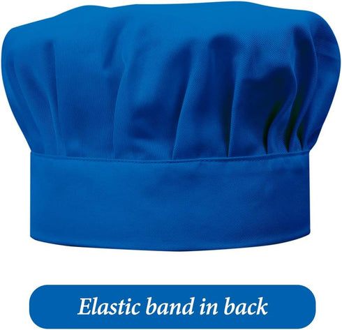 Kids Apron and Chef Hat Set, Adjustable Bib Apron with 2 Pockets for Cooking and Baking (6-12 Year, Blue)