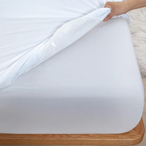 Waterproof Split Top King Mattress Protector, Fitted Sheet Style with Elastic Deep Pocket for Adjustable Bed