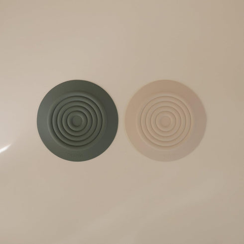 2-Pack 5.5 inch mushie Silicone Drain Stopper | Diameter Bathtub Flat Suction Cover (Dried Thyme/Shifting Sand)