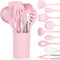 LOVEINUSA 10PCS Silicone Cooking Utensils Set, Heat Resistant Gadgets Tools for Nonstick Cookware, Dishwasher Safe Pink