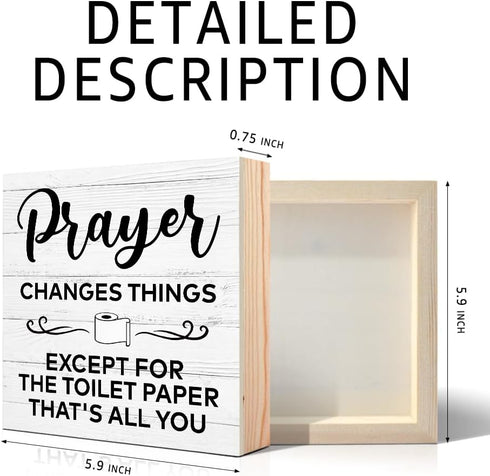 Prayer Changes Things Except for The Toilet Paper That's All You Wooden Sign Desk Decor for Home Office Washroom