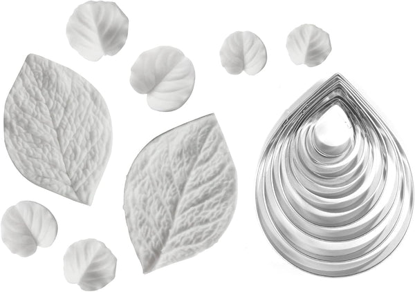 Funshowcase 10-pieces Rose Dahlia Flower Cutter Set for Fondant Gum-paste Polymer Clay
