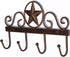 Metal Barn Star Key Rack Holder, Wall Mounted Decorative Key Holder with 4 Hooks, Dark Brown