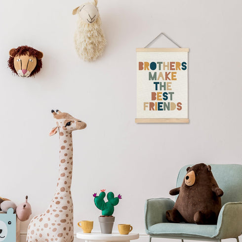 12x16 Inches Supwhd Boys Room Decor, Nursery Wall Decor, Brothers Make The Best Friends Wall Art Poster Hanger Frame