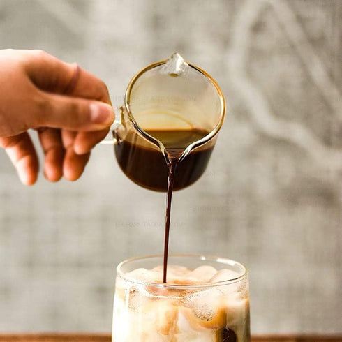 BCnmviku Clear Glass Shot Glasses Espresso Parts Double Spouts Milk Cup (Clear Glass-2Pack)