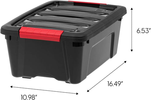 IRIS USA 13 Qt Stackable Plastic Storage Bins with Lids, 6 Pack - Durable BPA-Free Nestable Containers for Garage