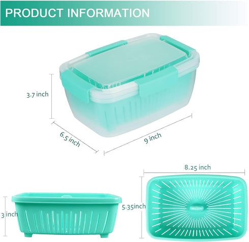 shopwithgreen 2 Pack 68oz Berry Keeper Containers, Removable Drain Colanders for Fresh Fruit and Vegetable Storage