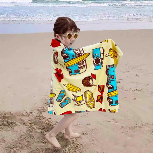 YIFONTIN Kids Beach Towel Cotton Soft Absorbent 25.5X51 inches for Bath Swimming, Coastal Tour