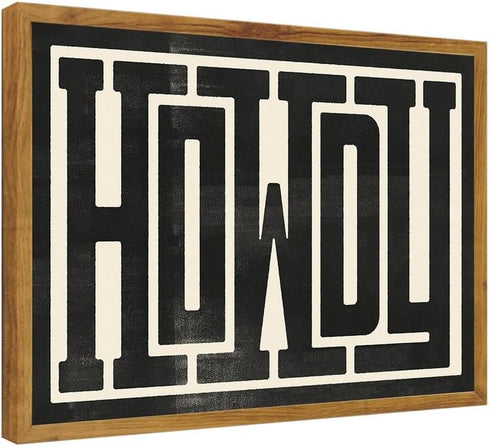 UUENPIH Western Wall Art Howdy Poster, Modern Wall Decor, Southern Home Decor, 16x12 in Unframed Canvas Painting