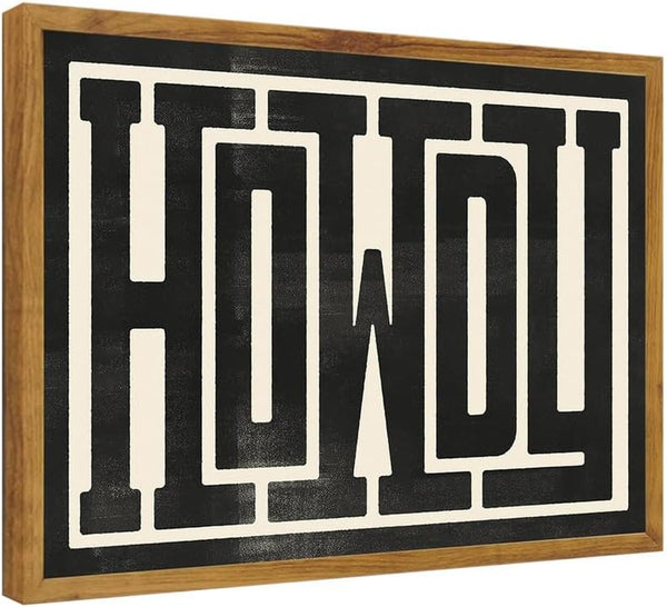 UUENPIH Western Wall Art Howdy Poster, Modern Wall Decor, Southern Home Decor, 16x12 in Unframed Canvas Painting