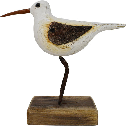 Wooden Sea Birds Decor, 4.1 Inch Wood Seagull Statue, Coastal Seabird Figurines for Home Garden Outdoor