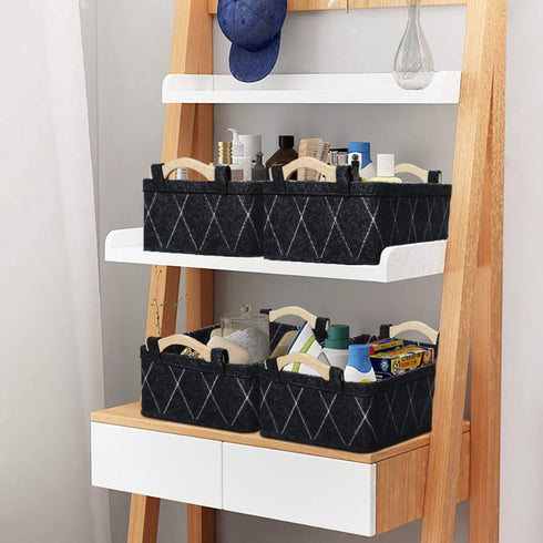 Small Collapsible Baskets, Fabric Storage Bin Organizer for Shelves, Dark Gray for Underwear, Socks, Baby Products