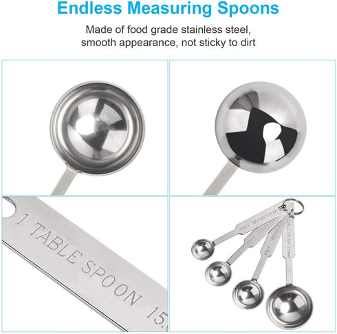 5PCS OstWony Measuring Spoons Set, Food Grade Stainless Steel, Includes 1/8 tsp, 1/4 tsp, 1/2 tsp, 1 tsp, 1 tbsp