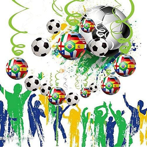 30CT Soccer Hanging Swirl Decorations for Soccer Party Supplies Theme Birthday Party