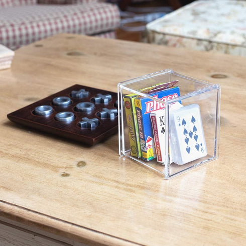 Isaac Jacobs Clear Acrylic Cube Organizer with Lid, Stackable Storage for Makeup, School & Office Supplies