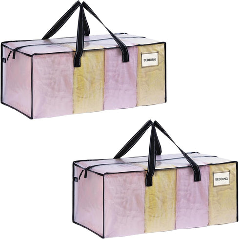 VENO 2 Pack Extra Large Moving Bags, Heavy-Duty Storage Totes for College Move-In, Clear