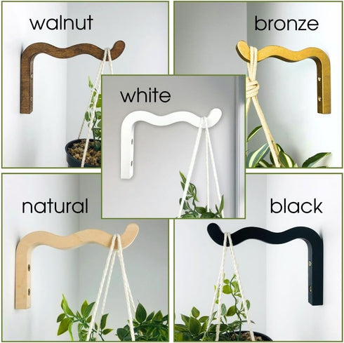 2-Piece Set 6 Inch EvenWood of Wavy Wooden Wall Planters for Indoor Plants - Natural Plant Hook for Wall Plant, Wind