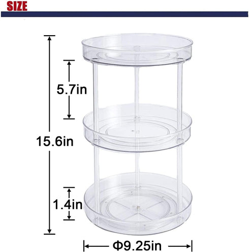 Non-Skid 3 Tier Lazy Susan for Kitchen, 360 Degree Rotating Spice Rack, Cabinet Organizer Turntable