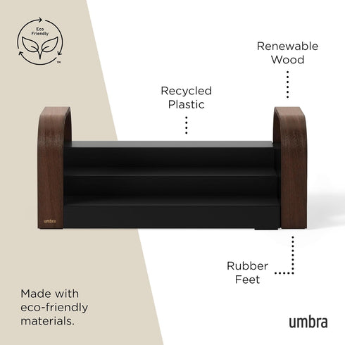Expandable Three-Tier Spice Shelf - Bellwood Design in Black/Walnut