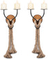 Set 2 Aimto Wall Sconce Candle Holder Wall-Mount Metal and Wooden Candle Holders Hanging Iron Wall Candle Sconce Holder