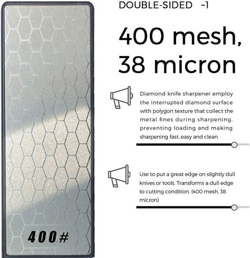 5-In-1 Diamond Sharpening Plate Knife and Scissors Sharpener, Double-Sided 400/1000 Grit