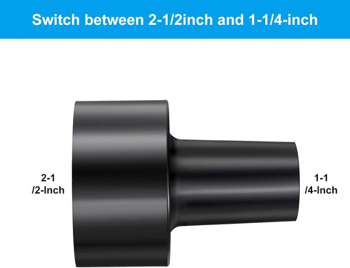 2 Pieces Black WS25011A 2-1/2-Inch to 1-1/4-Inch Universal Vacuum Hose Adapters for Dry Wet Vacuum Cleaner Accessories