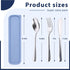 HANSGO 3PCS Portable Utensils Set with Case, Travel Cutlery Set Stainless Steel Utensils Reusable Silverware for Lunch Camping School Picnic Office Dishwasher Safe Blue by HANSGO