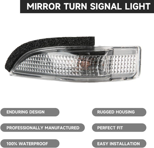 Front Left Side Wing Mirror LED Turn Signal Light, Compatible for Toyota Corolla 2014-2019, Replace Part 8174052050