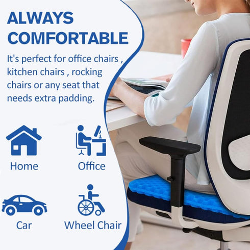 Gel Seat Cushion, Large Cooling Honeycomb Chair Pad with Non-Slip Cover for Home Office Chair, Car Seat