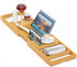 Sen Yi Bao Bamboo Luxury Bathtub Caddy Tray - Expandable Wood Bath Tray with Integrated Tablet, Smartphone, Wine Holder