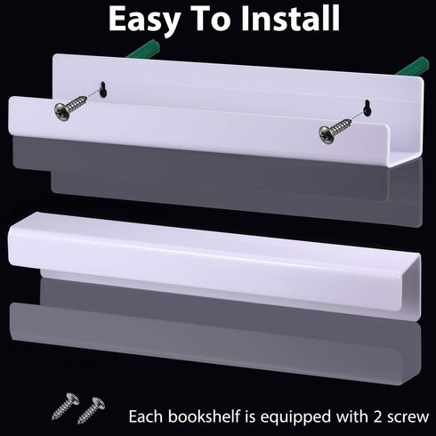 8 Packs 14 Inch Blulu Acrylic Floating Shelf Wall Mounted Invisible Acrylic Shelf Ledge Floating Bookshelf for Living