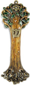 Mezuzah Case Cover with Tree of Life Artwork, Wooden Texture Design, 4" Brass Crafted for Jewish Homes, Rainbow Color