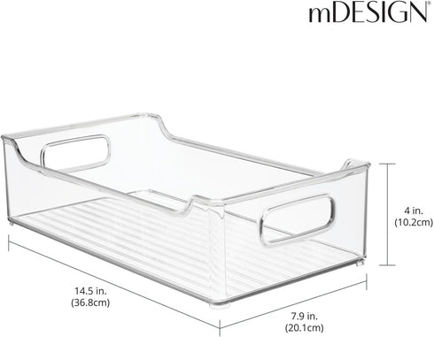 2 Pack mDesign Wide Plastic Kitchen Storage Container Bins with Handles -Organization in Pantry, Cabinet, Refrigerator