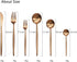 JASHII 6-Piece Rose Gold Flatware Set, 18/10 Stainless Steel Copper Cutlery, Modern Satin Finish, Best Gift