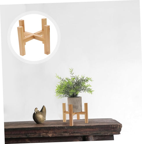 Wooden Planter Stand - 1pc Bamboo Tray Small Plant Holder Shelf for Indoor Flower Pots, Bonsai Stand