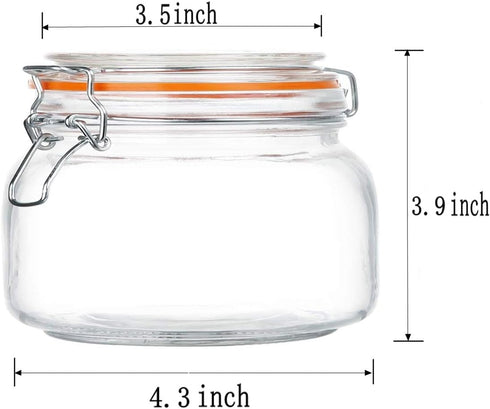 Encheng 16 oz Glass Jars with Airtight Lids, Leak Proof Rubber Gasket, 6 Pack Wide Mouth Mason Jars for Kitchen