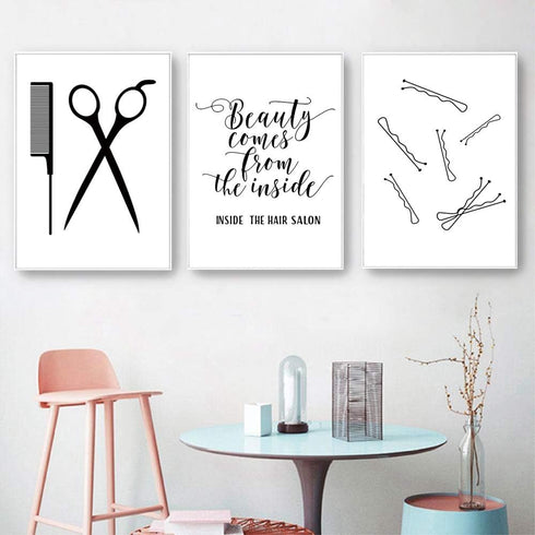 Hair Salon Wall Art, Beauty Salon Pictures Decor, Fashion Canvas Art for Beauty Room Poster Makeup Wall Art