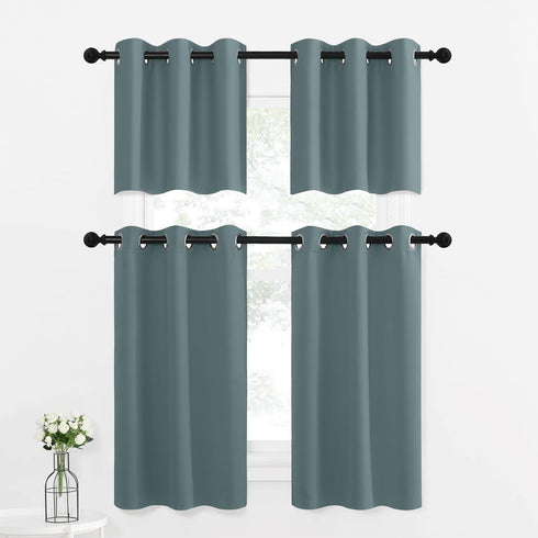 NICETOWN Short Curtains for Small Window, Blackout Portable Blinds Shades for Bedroom, Bathroom, Kitchen, 34 inch Width