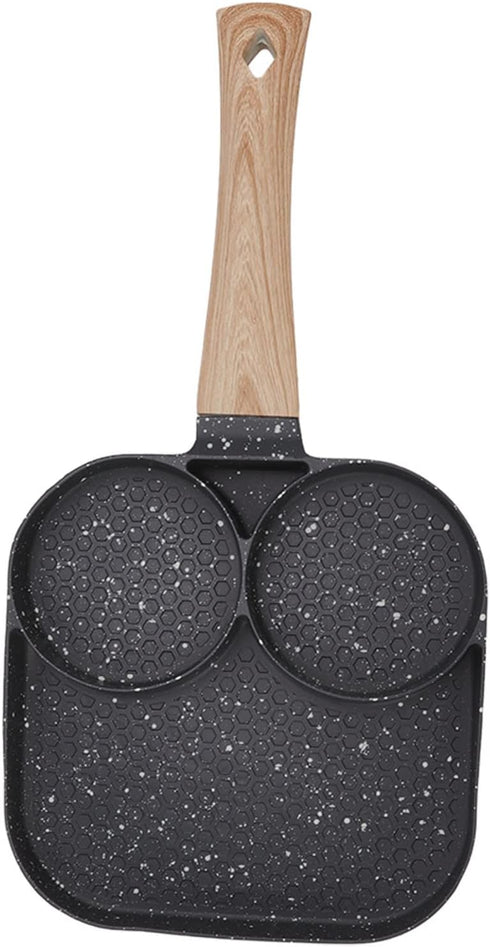Nonstick Egg Frying Pan,3 in 1 Breakfast Pan, Nonstick Divided Grill Pan, 3 Section Pancake Omelette Pan, Heat Resistant Divided Grill Frying Pan for Gas, Stovetops, Induction Cooker by TITA-DONG