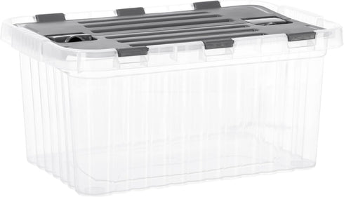 Superio Clear Storage Box with Lid, Plastic Container Bins for Organizing, Stackable Crates, BPA Free