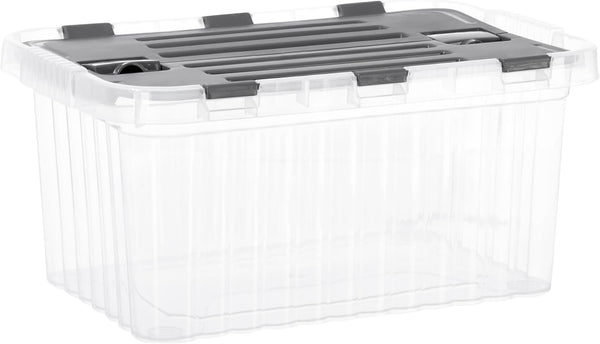 Superio Clear Storage Box with Lid, Plastic Container Bins for Organizing, Stackable Crates, BPA Free