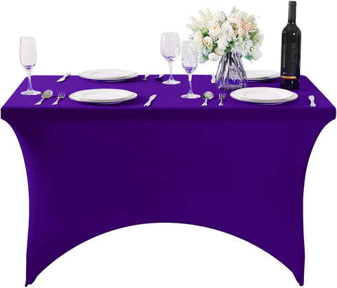 Spandex Table Cover for 4FT Table, Universal Fitted Stretch Tablecloth for Party, Banquet, Wedding (Purple)