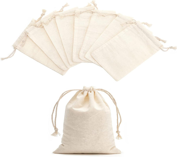 Tendwarm 20 Pack Mini Size Cotton Drawstring Bags, 3x3.9 Inch Reusable Muslin Sachet Bags for Party Wedding