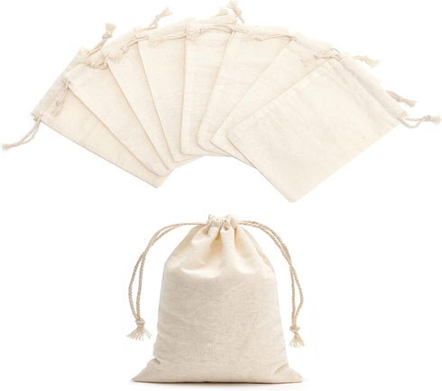 Tendwarm 50 Pack Mini Size Cotton Drawstring Bags, Reusable Muslin Sachet Bag for Party Wedding