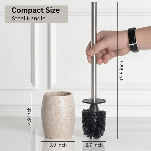 360 Set Clasin Home Toilet Bowl Brush and Holder with Stainless Steel Long Handle, Toilet Scrubber Brush with Durable