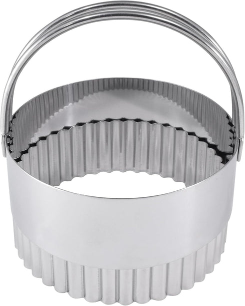 R&M International Stainless Steel 3-1/4" Round Fluted Biscuit Cutter with Handle, 1-Piece