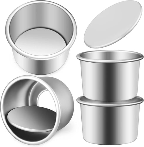 HOMSFOU 2 Inch Cake Pan Set of 4, Aluminum Alloy Round Baking Pans for Cupcakes, Brownies, Muffins